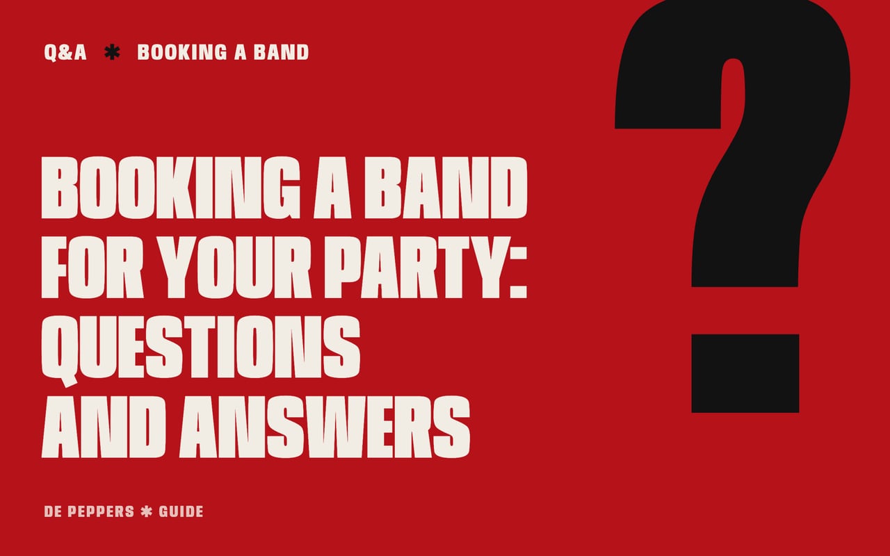 Poster-style header with the words Booking a band: questions and answers