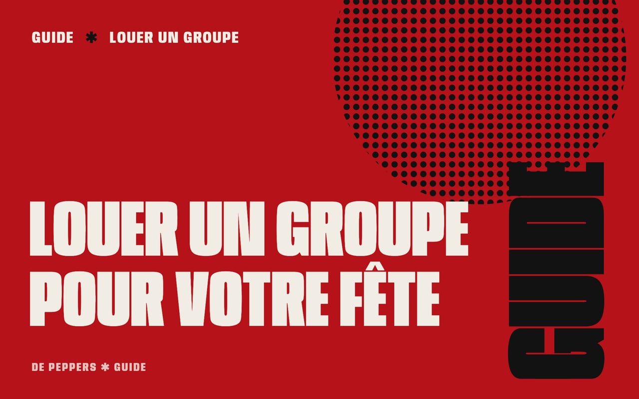 En-tête façon affiche avec le texte Louer un groupe pour votre fête