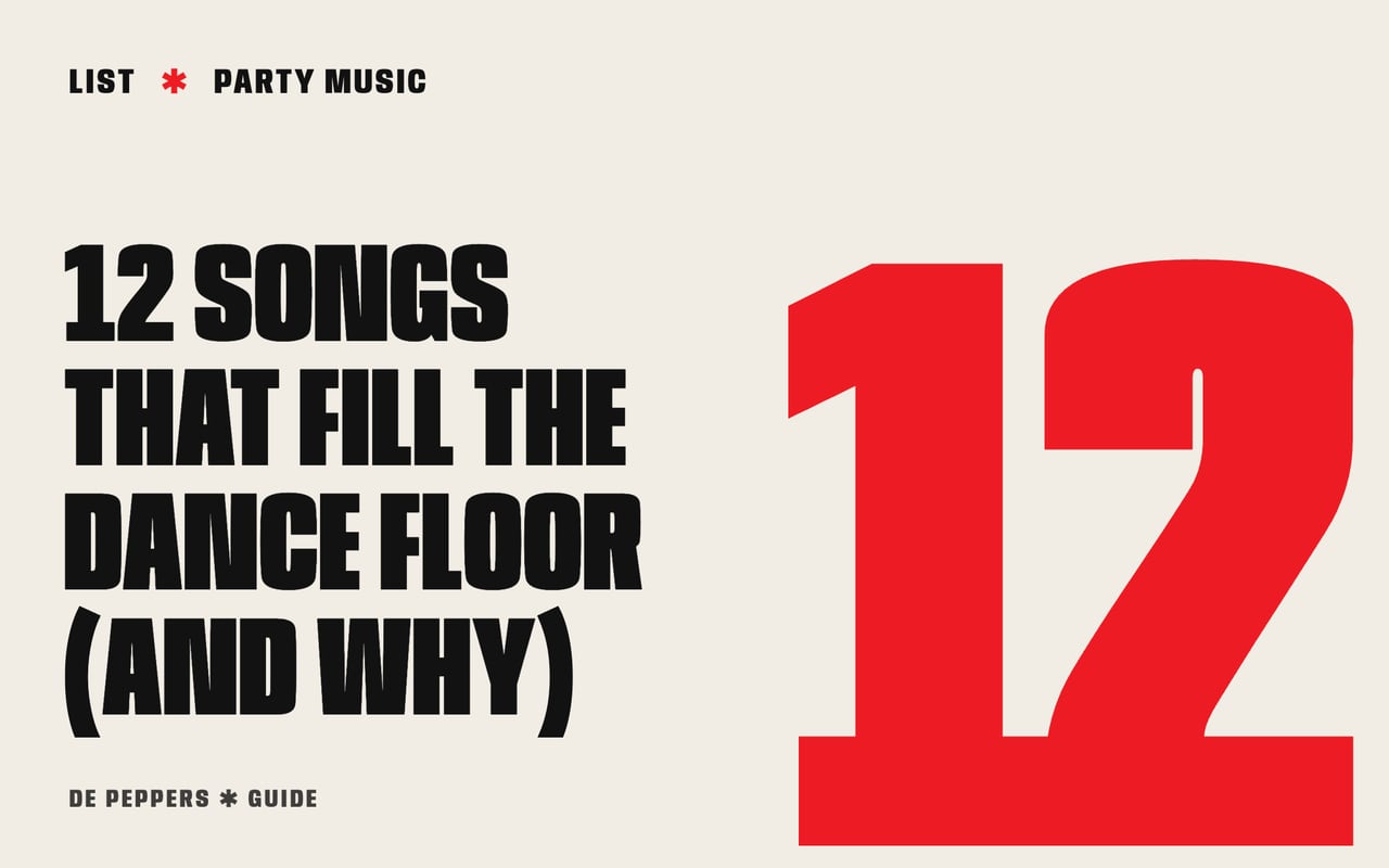 Poster-style header with a large number 12 and the words songs that fill the dance floor