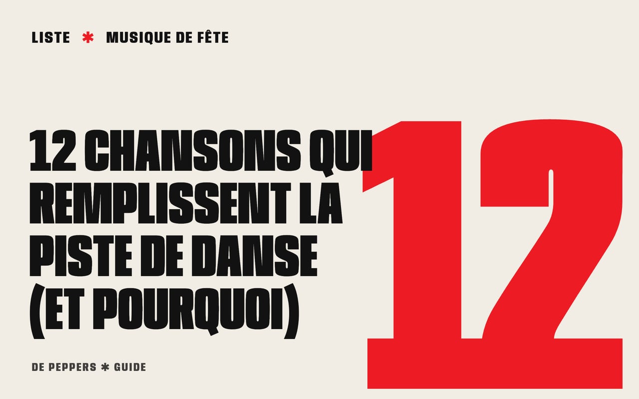 En-tête façon affiche avec un grand chiffre 12 et le texte chansons qui remplissent la piste