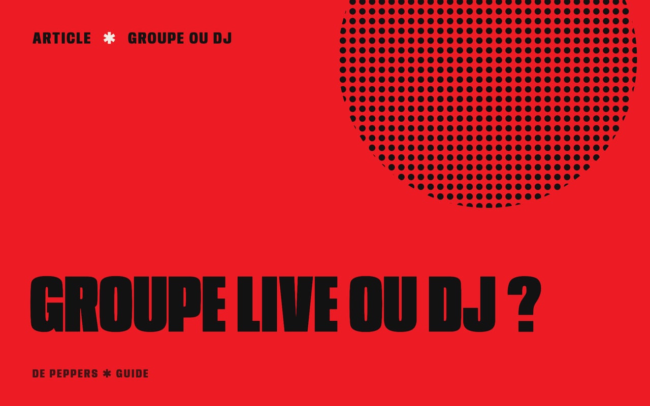 En-tête façon affiche avec le texte Groupe live ou DJ
