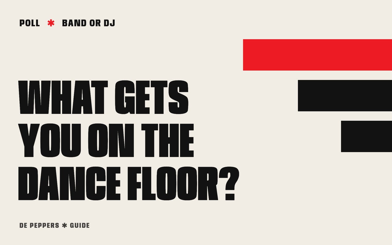 Poster-style header with the words Band or DJ, cast your vote