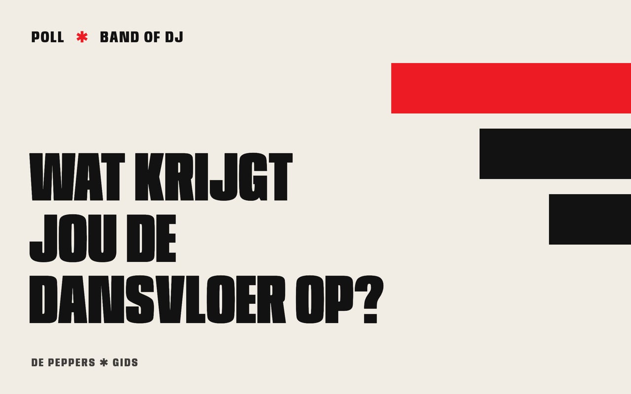 Affiche-kop met de tekst Band of dj, stem mee