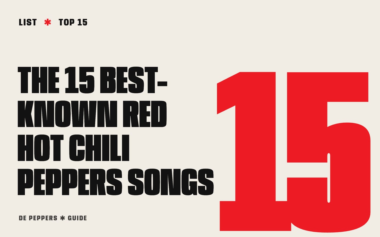 Typographic header: the 15 best-known Red Hot Chili Peppers songs