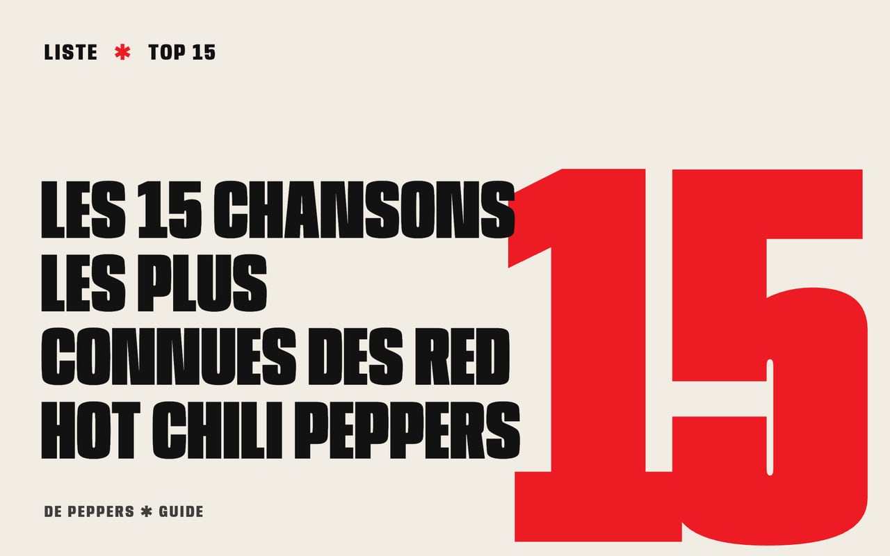 Visuel typographique : les 15 chansons les plus connues des Red Hot Chili Peppers