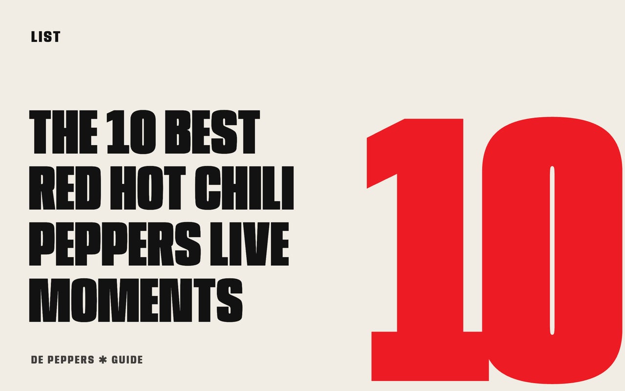 Typographic header with big numbers: the 10 best Red Hot Chili Peppers live moments