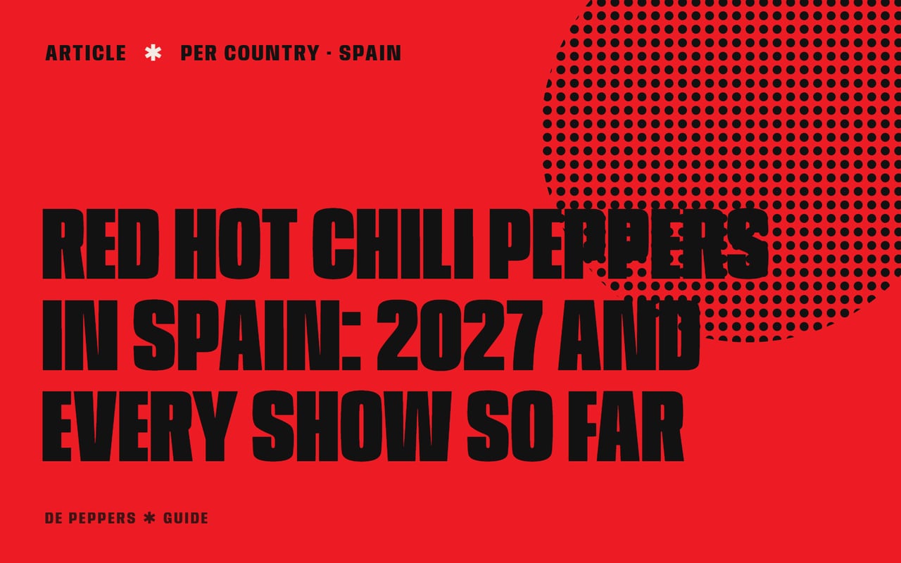 Typographic header: Red Hot Chili Peppers in Spain