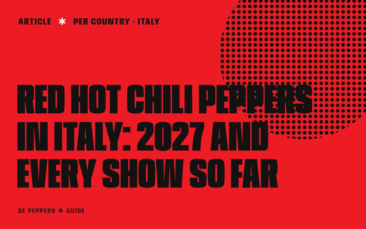 Typographic header: Red Hot Chili Peppers in Italy