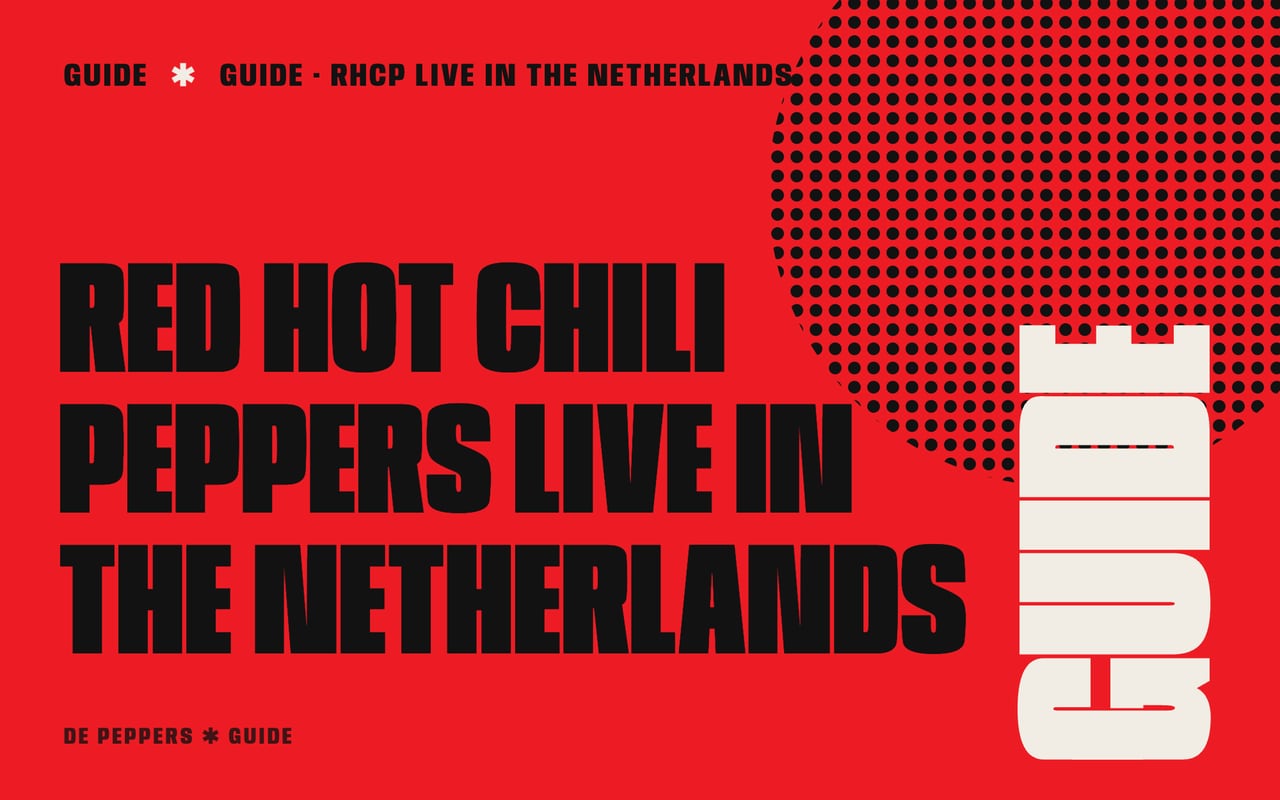 Typographic header: Red Hot Chili Peppers live in the Netherlands