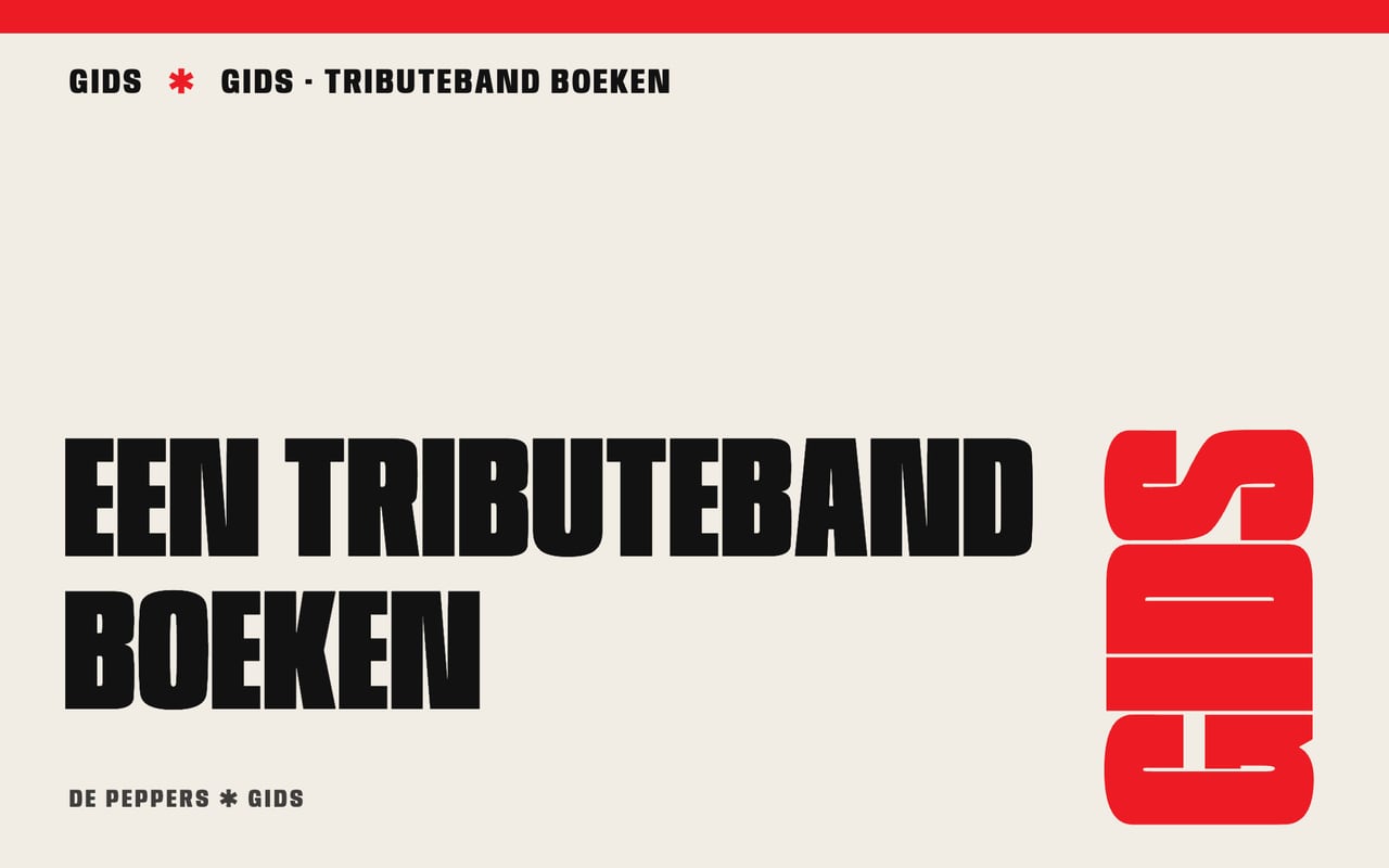 Affiche met de tekst Tributeband boeken in rood en zwart