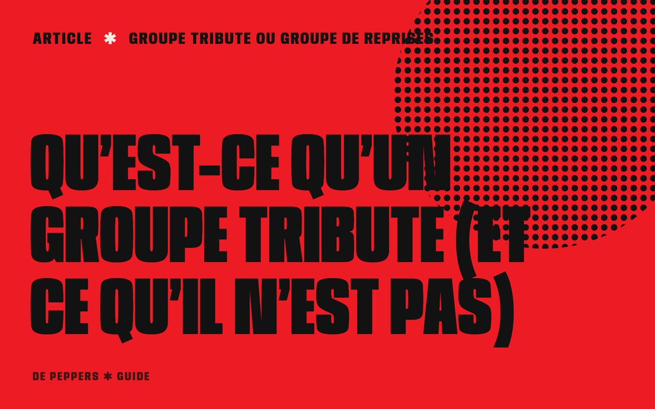 Affiche opposant les mots groupe tribute et groupe de reprises
